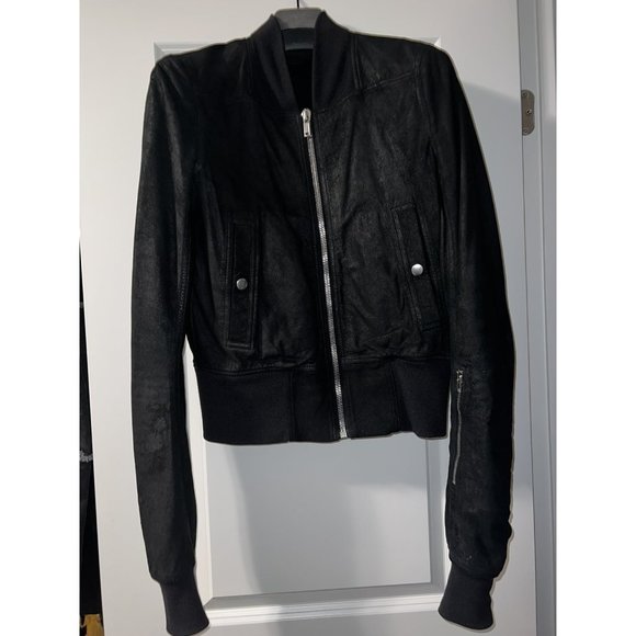 Rick Owens Lambskin Fitted Bomber Jacket - Picture 2 of 7